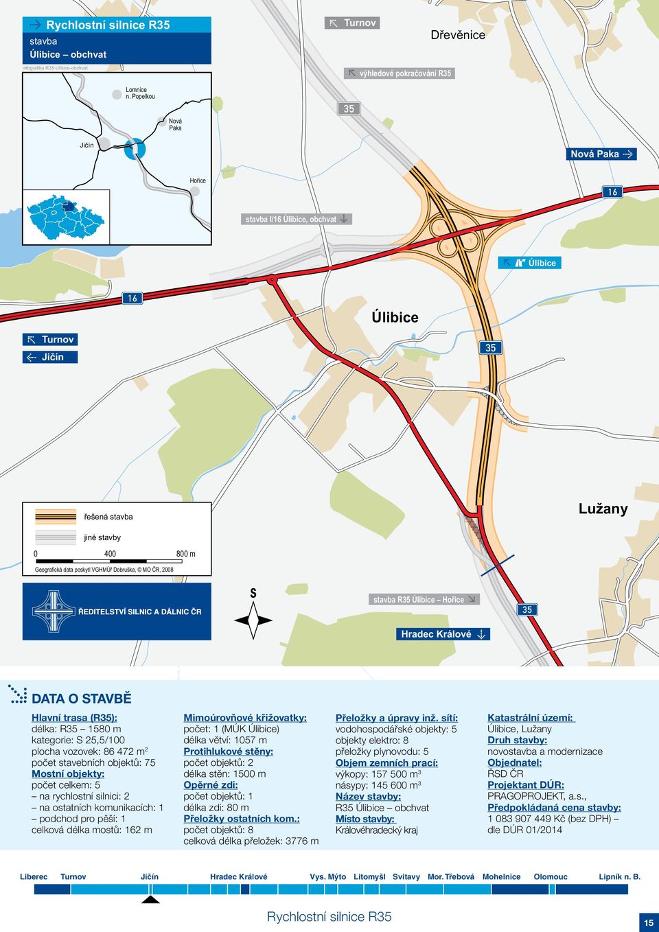 počet objektů: 1 délka zdi: 80 m Přeložky ostatních kom.: počet objektů: 8 celková délka přeložek: 3776 m Přeložky a úpravy inž.