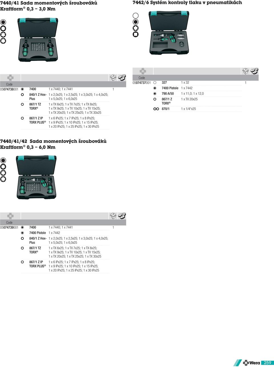 IPx25; x 20 IPx25; x 25 IPx25; x 30 IPx25 0507473700 327 x 32 7400 Pistole x 7442 790 A/50 x,0; x 2,0 867/ Z TORX x TX 20x25 870/ x x25 7440/4/42 Sada momentových šroubováků Kraftform 0,3 6,0