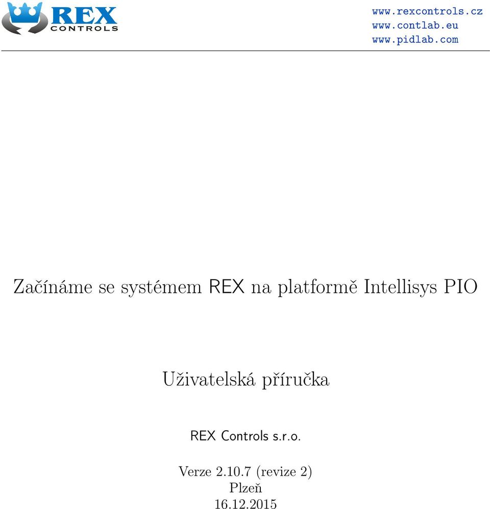 Intellisys PIO Uživatelská příručka REX