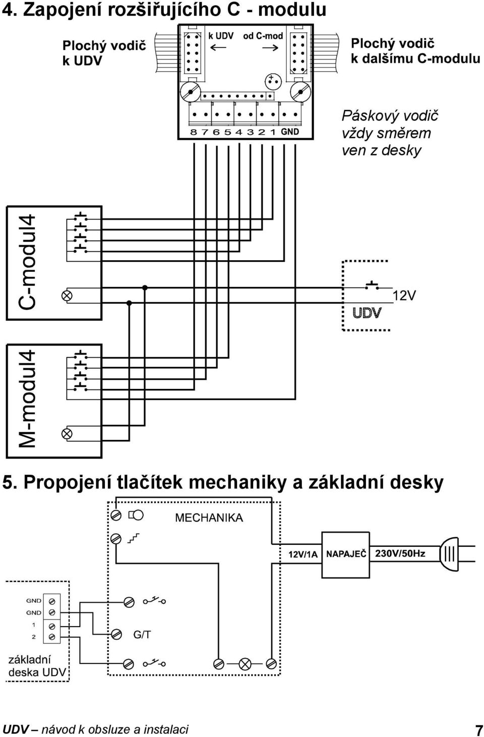 Propojení tlačítek mechaniky a základní