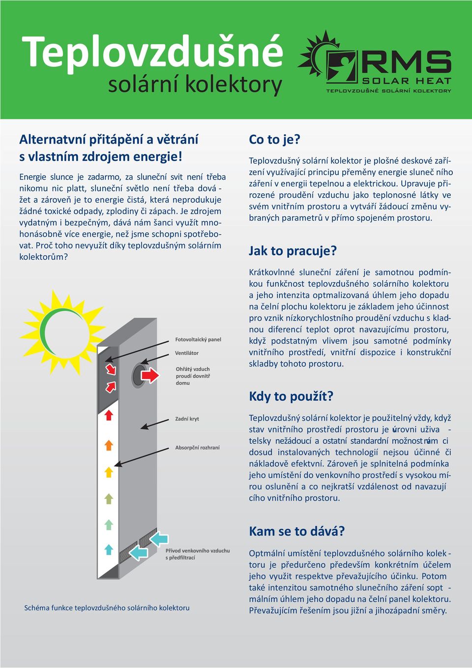 zápach. Je zdrojem vydatným i bezpeèným, dává nám šanci využít mnohonásobnì více energie, než jsme schopni spotøebovat. Proè toho nevyužít díky teplovzdušným solárním kolektorùm? Co to je?