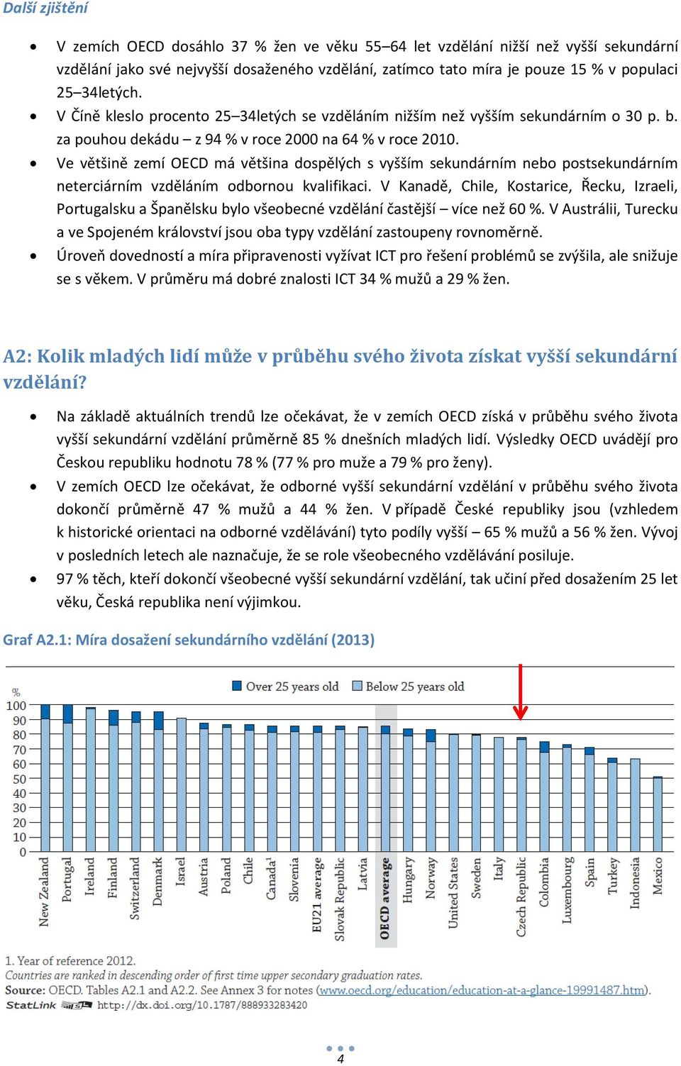 Ve většině zemí OECD má většina dospělých s vyšším sekundárním nebo postsekundárním neterciárním vzděláním odbornou kvalifikaci.