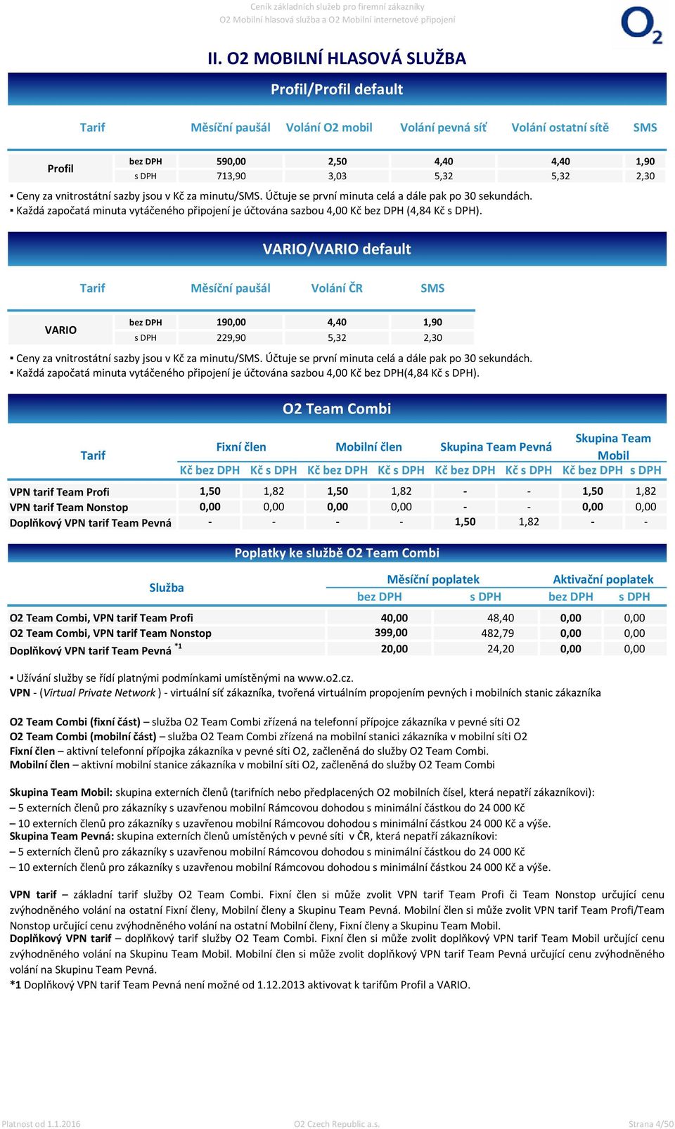 2,0,0,0,2,0,2 1,90 2,0 VARIO/VARIO default Tarif Měsíční paušál Volání ČR SMS VARIO 190,00,0 1,90 229,90,2 2,0 Ceny za vnitrostátní sazby jsou v Kč za minutu/sms.