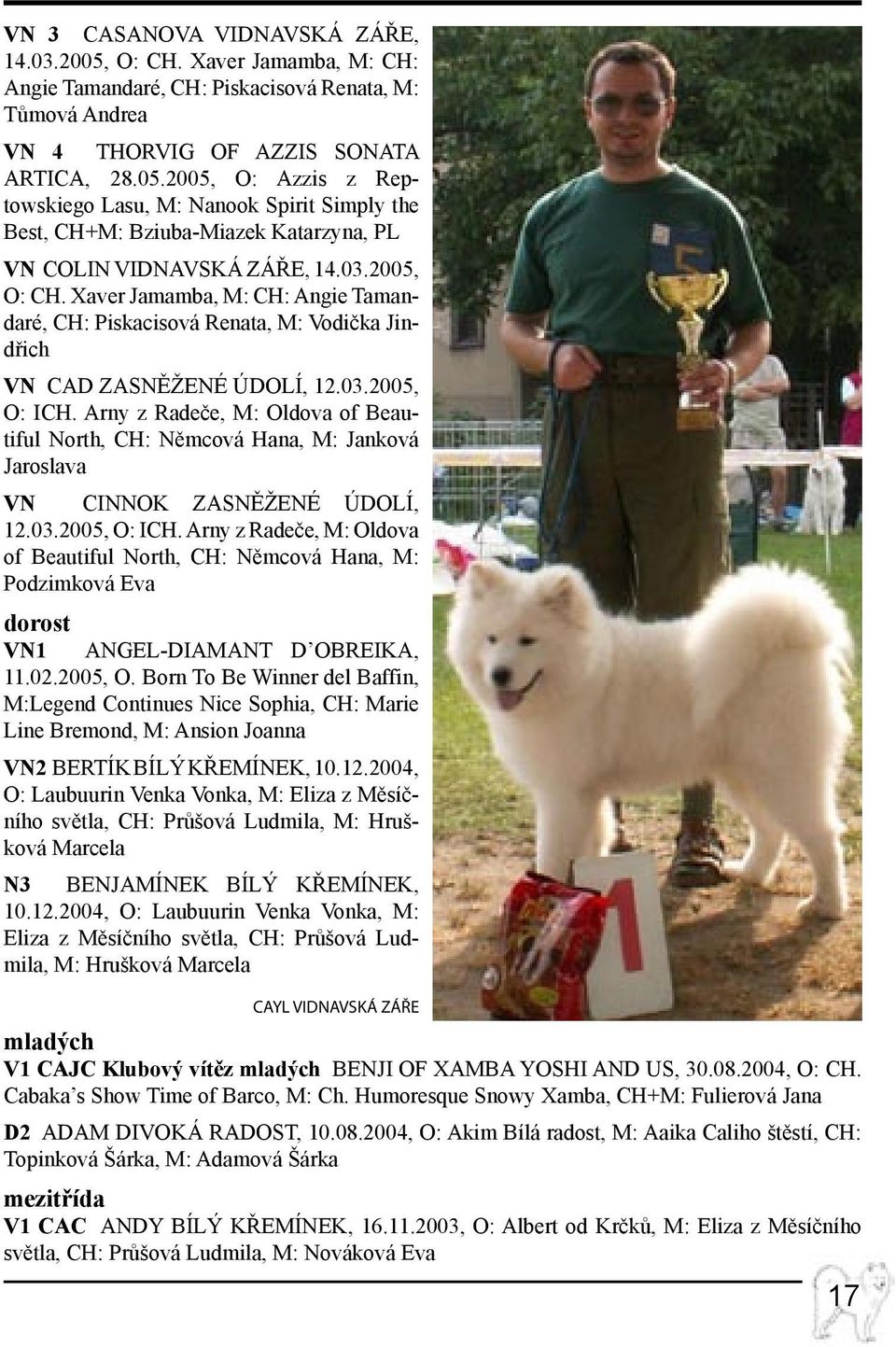 Arny z Radeče, M: Oldova of Beautiful North, CH: Němcová Hana, M: Janková Jaroslava VN CINNOK ZASNĚŽENÉ ÚDOLÍ, 12.03.2005, O: ICH.