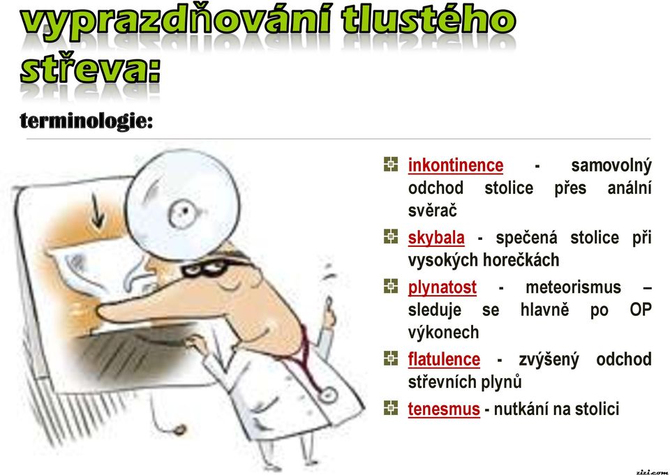 plynatost - meteorismus sleduje se hlavně po OP výkonech