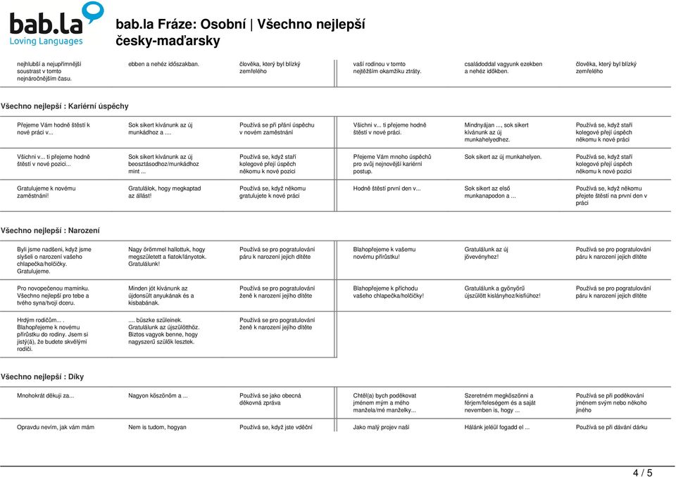 .. ti přejeme hodně štěstí v nové práci. Mindnyájan..., sok sikert kívánunk az új munkahelyedhez. někomu k nové práci Všichni v... ti přejeme hodně štěstí v nové pozici.