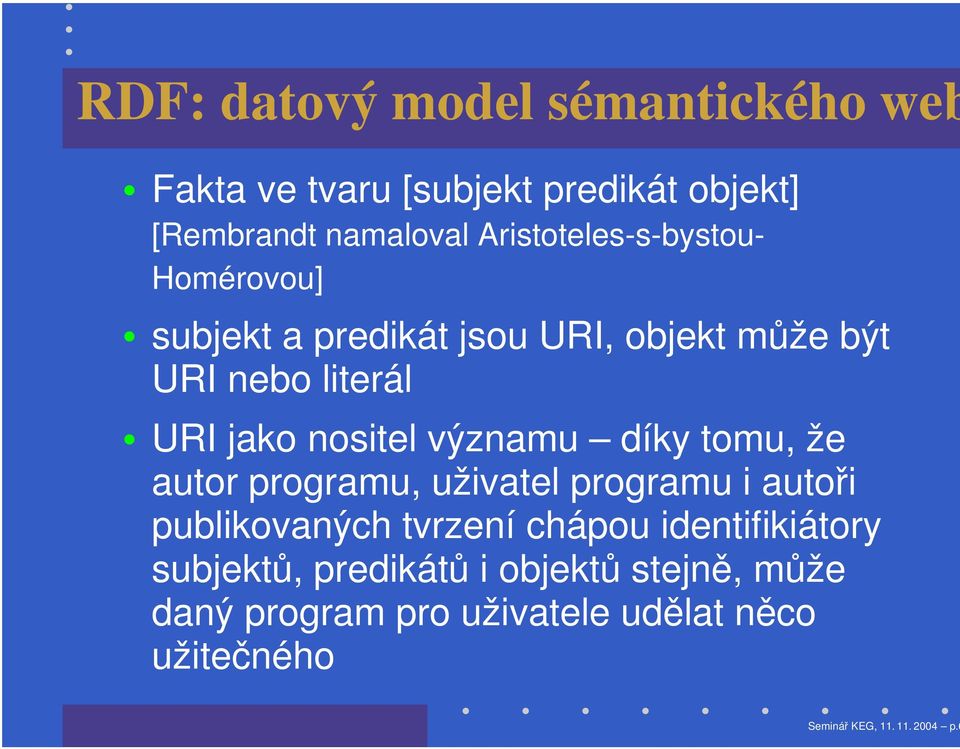 nositel významu díky tomu, že autor programu, uživatel programu i autoři publikovaných tvrzení chápou