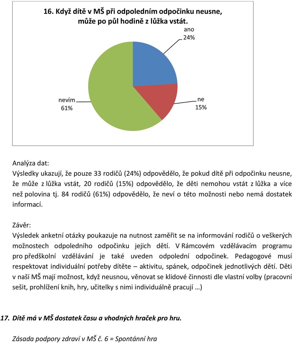 84 rodičů (61%) odpovědělo, že ví o této možnosti bo má dostatek informací.