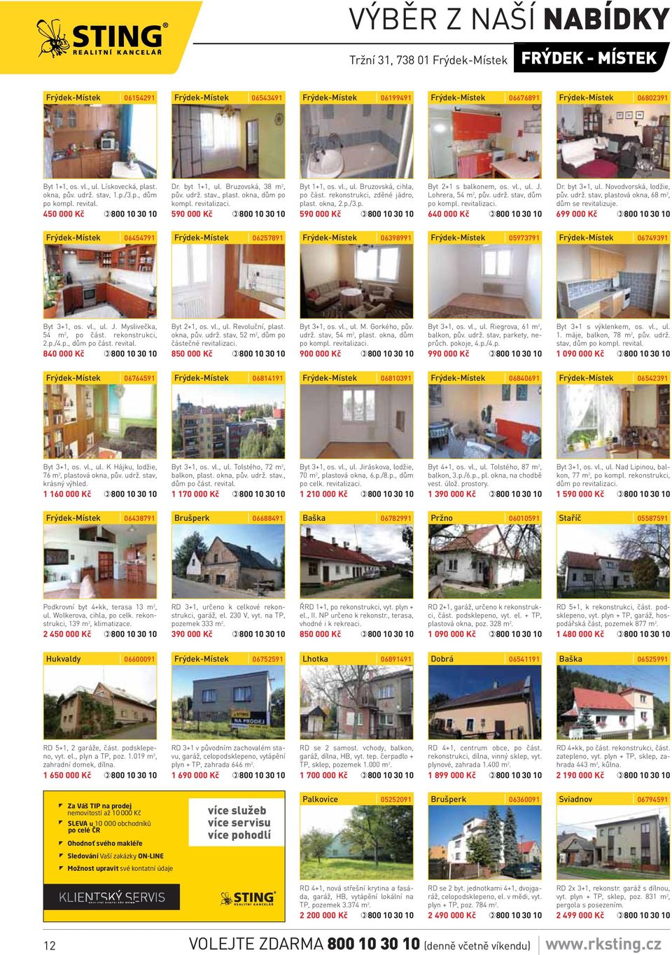 vl., ul. J. Lohrera, 54 m 2, pův. udrž. stav, dům po kompl. revitalizaci. 640 000 Kč Dr. byt 3+1, ul. Novodvorská, lodžie, pův. udrž. stav, plastová okna, 68 m 2, dům se revitalizuje.