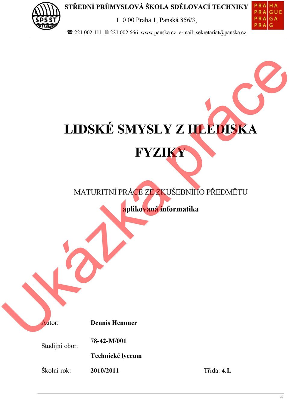 cz LIDSKÉ SMYSLY Z HLEDISKA FYZIKY MATURITNÍ PRÁCE ZE ZKUŠEBNÍHO PŘEDMĚTU Dennis