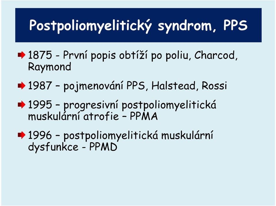 Rossi 1995 progresivní postpoliomyelitická muskulární