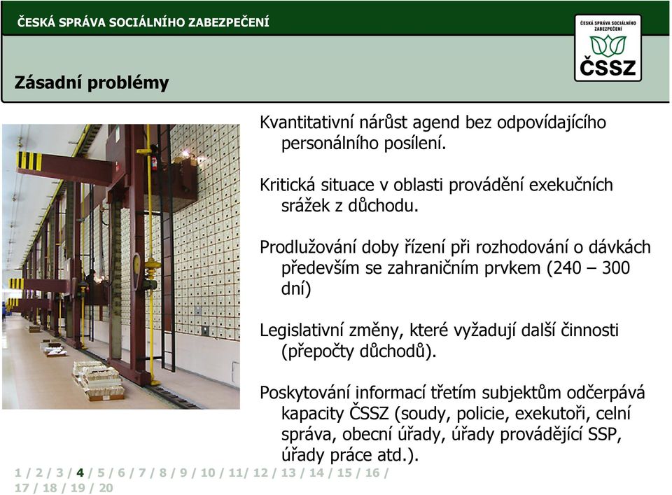 Prodlužování doby řízení při rozhodování o dávkách především se zahraničním prvkem (240 300 dní) Legislativní změny,