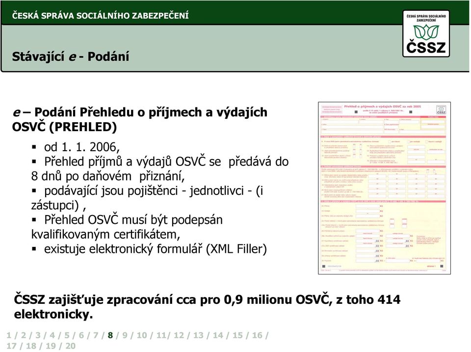 pojištěnci - jednotlivci - (i zástupci), Přehled OSVČ musí být podepsán kvalifikovaným