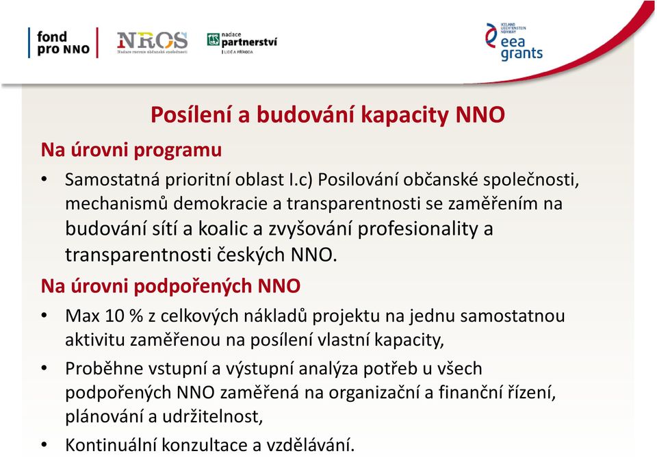 profesionality a transparentnosti českých NNO.