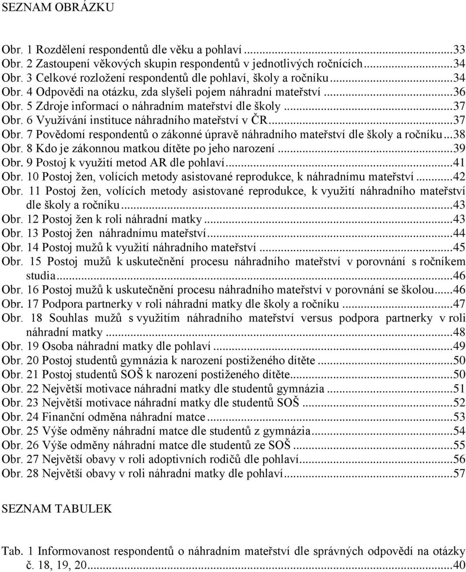 .. 37 Obr. 6 Využívání instituce náhradního mateřství v ČR... 37 Obr. 7 Povědomí respondentů o zákonné úpravě náhradního mateřství dle školy a ročníku... 38 Obr.