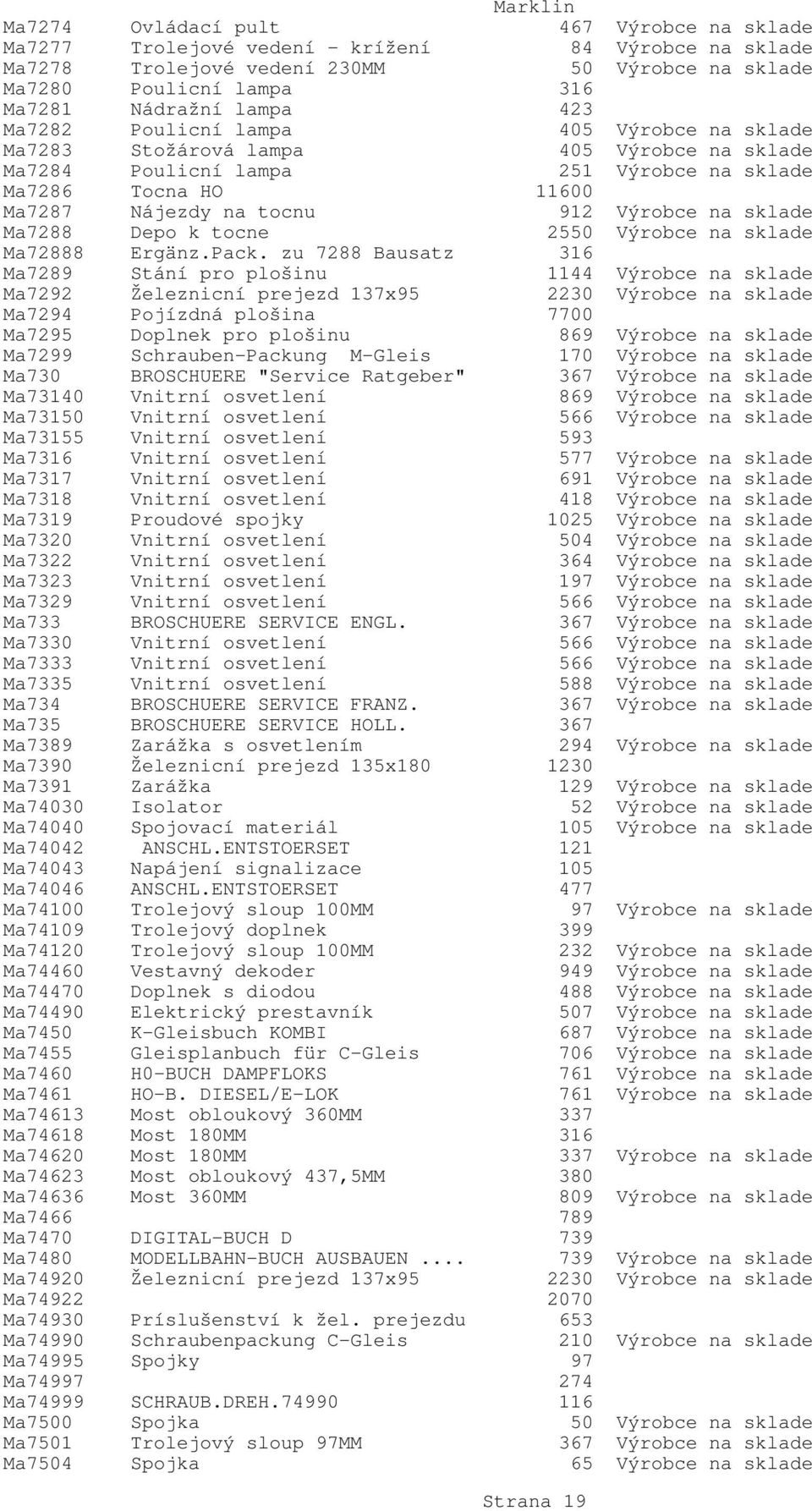 sklade Ma7288 Depo k tocne 2550 Výrobce na sklade Ma72888 Ergänz.Pack.