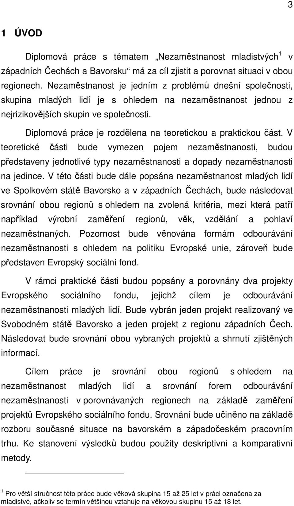 Diplomová práce je rozdělena na teoretickou a praktickou část.