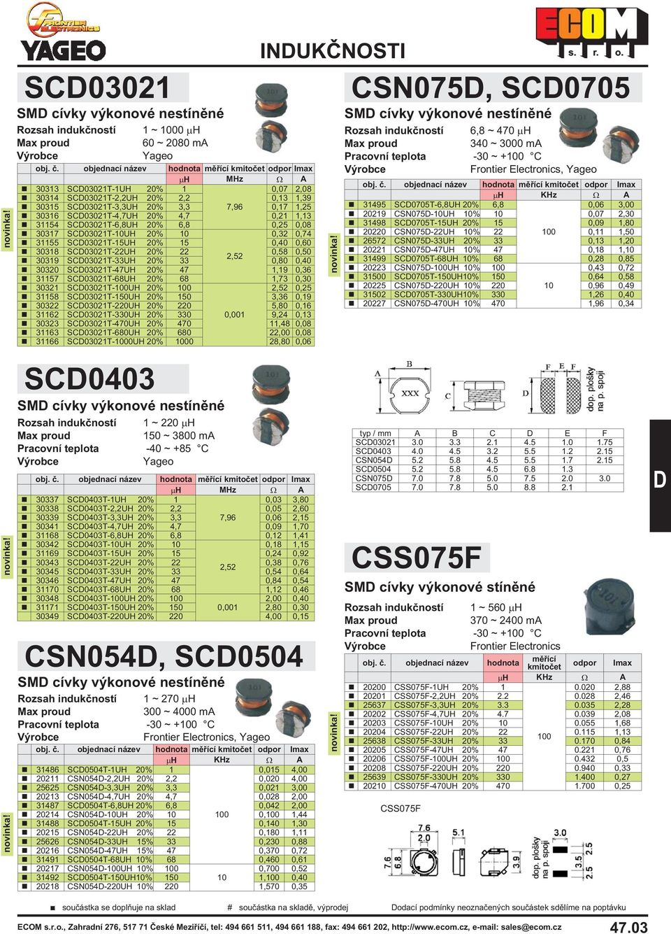 30319 SC03021T-33UH 20% 33 0,80 0,40 30320 SC03021T-47UH 20% 47 1,19 0,36 31157 SC03021T-68UH 20% 68 1,73 0,30 30321 SC03021T-UH 20% 0, 31158 SC03021T-150UH 20% 150 3,36 0,19 30322 SC03021T-220UH 20%