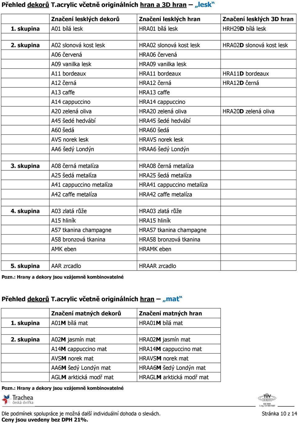 HRA12 černá HRA12D černá A13 caffe HRA13 caffe A14 cappuccino HRA14 cappuccino A20 zelená oliva HRA20 zelená oliva HRA20D zelená oliva A45 šedé hedvábí HRA45 šedé hedvábí A60 šedá HRA60 šedá AVS