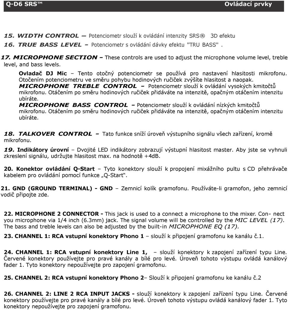 Q-D6 SRS. registrovaná známka SRS Labs, Inc. SRS WOW technologie ve  spolupráci s SRS Labs, Inc. - PDF Stažení zdarma