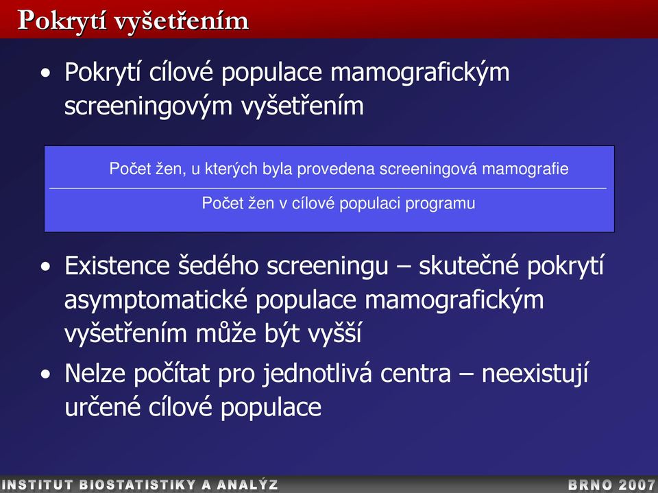 programu Existence šedého screeningu skutečné pokrytí asymptomatické populace