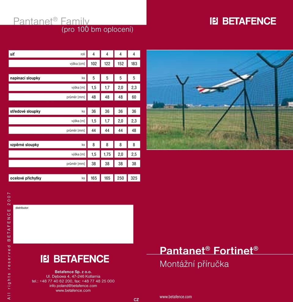 38 38 ocelové příchytky ks 165 165 250 325 A l l r i g h t s r e s e r v e d B E T A F E N C E 2 0 0 7 distributor: Betafence Sp. z o.o. Ul.