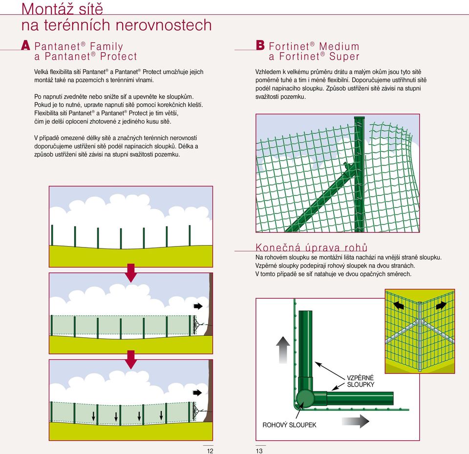 Flexibilita sítí Pantanet a Pantanet Protect je tím větší, čím je delší oplocení zhotovené z jediného kusu sítě.