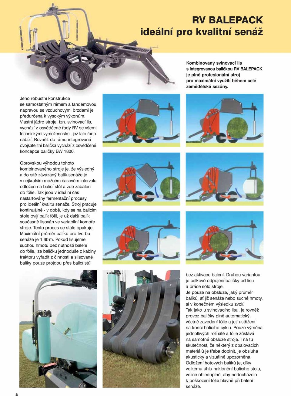 svinovací lis, vychází z osvìdèené øady RV se všemi technickými vymo enostmi, je tato øada nabízí. Rovnì do rámu integrovaná dvojsatelitní balièka vychází z osvìdèené koncepce balièky BW 1800.