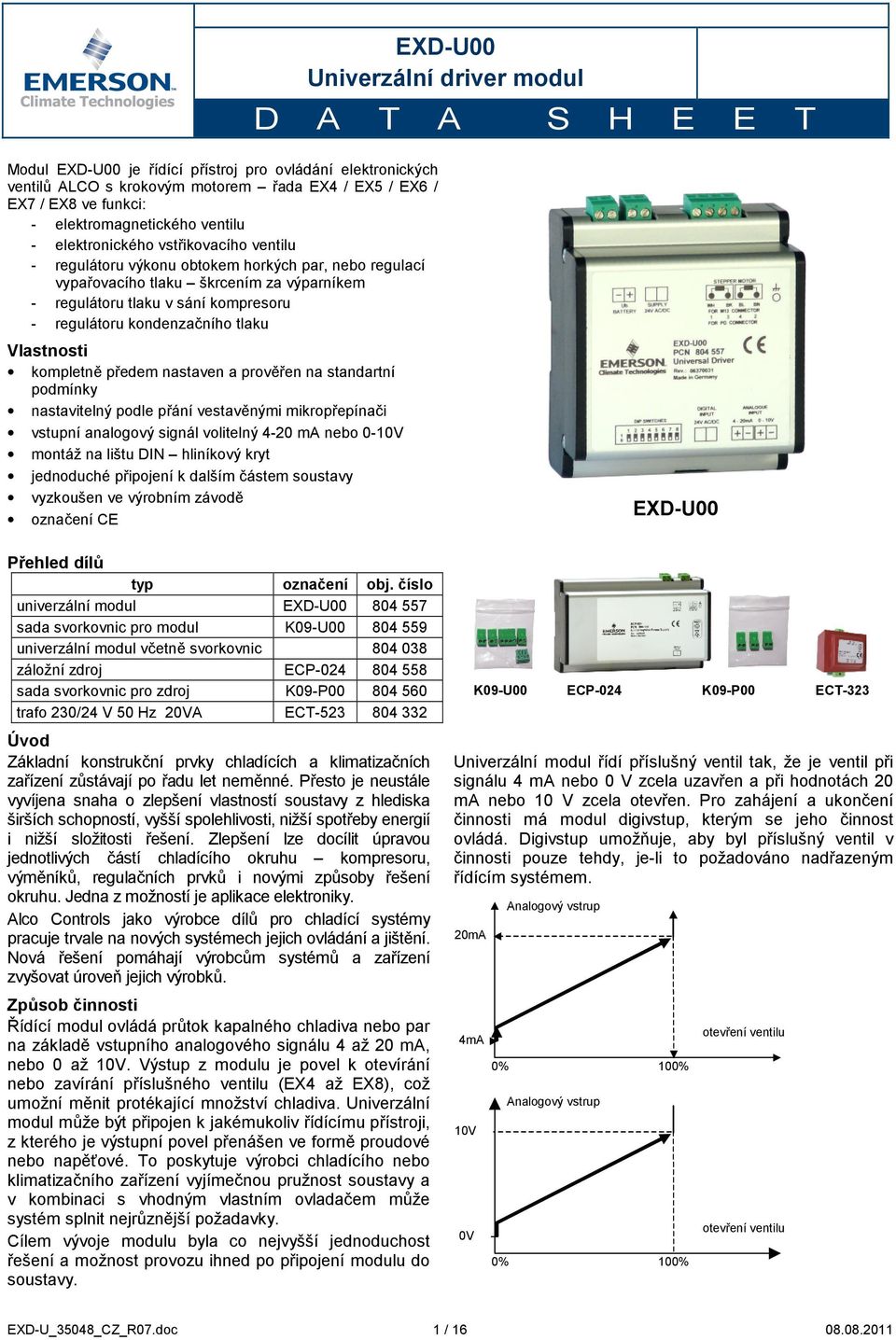 předem nastaven a prověřen na standartní podmínky nastavitelný podle přání vestavěnými mikropřepínači vstupní analogový signál volitelný 4-20 ma nebo 0-10V montáž na lištu DIN hliníkový kryt