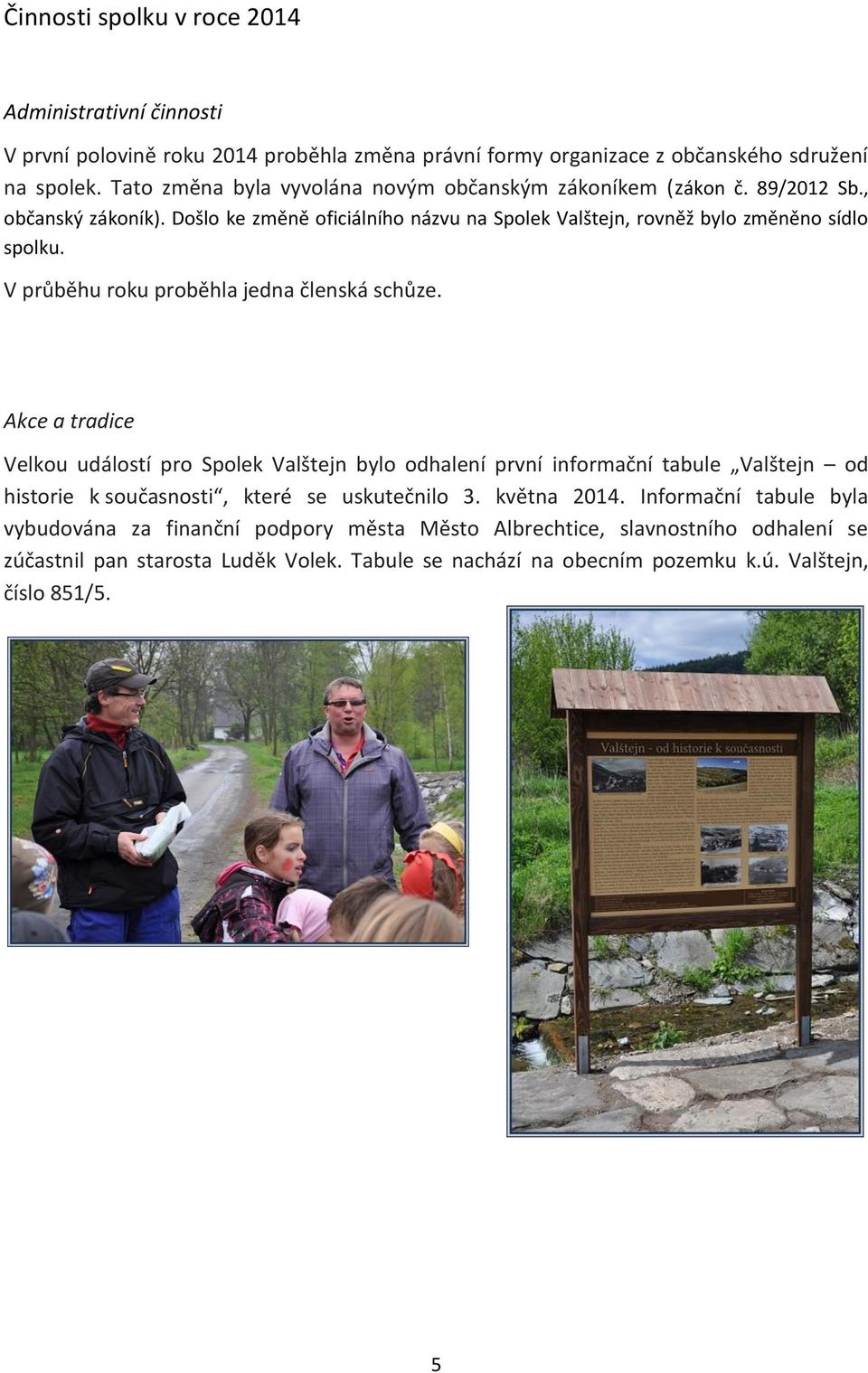 V průběhu roku proběhla jedna členská schůze.