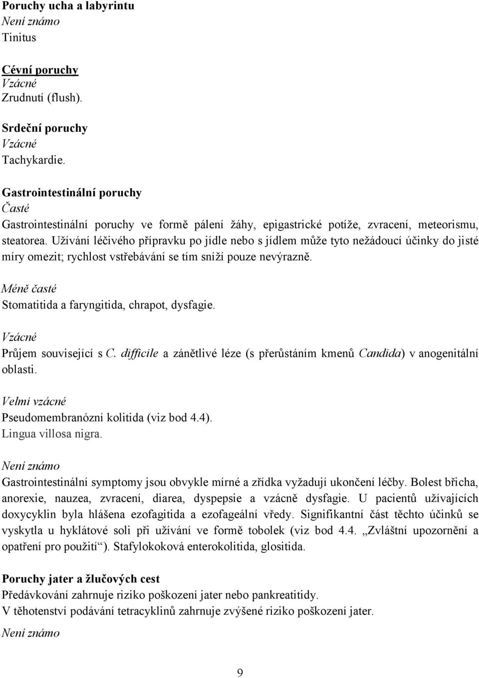 Užívání léčivého přípravku po jídle nebo s jídlem může tyto nežádoucí účinky do jisté míry omezit; rychlost vstřebávání se tím sníží pouze nevýrazně.