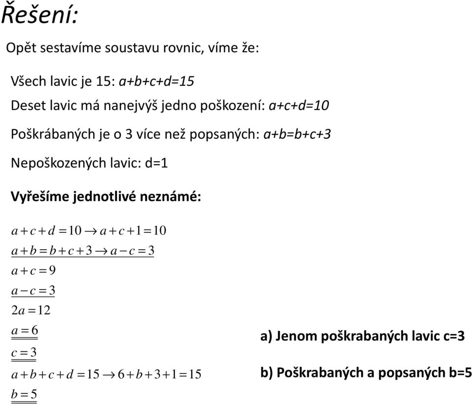 Nepoškozenýh lvi: d1 Vyřešíme jednotlivé neznámé: Vyřešíme jednotlivé