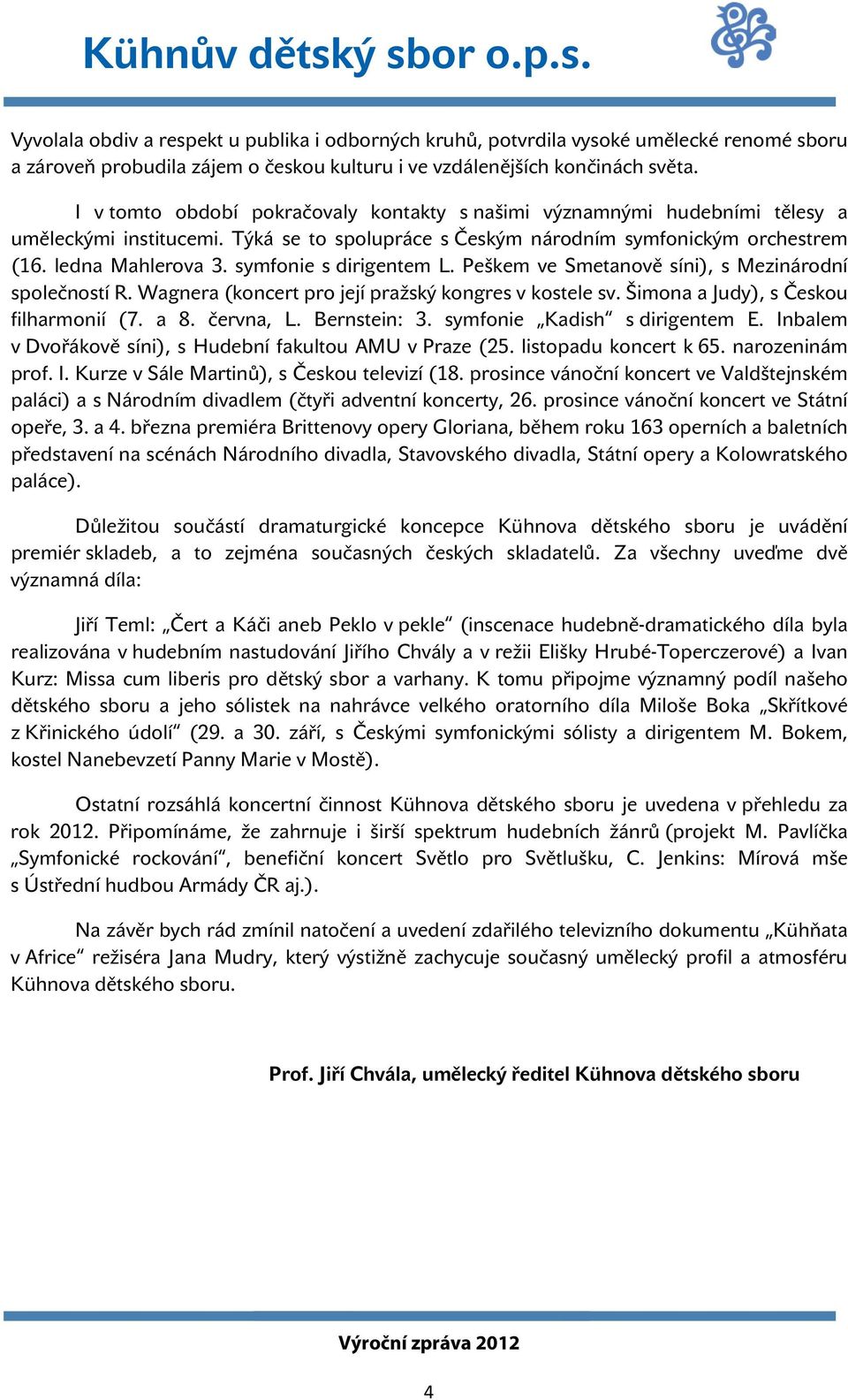 symfonie s dirigentem L. Peškem ve Smetanově síni), s Mezinárodní společností R. Wagnera (koncert pro její pražský kongres v kostele sv. Šimona a Judy), s Českou filharmonií (7. a 8. června, L.