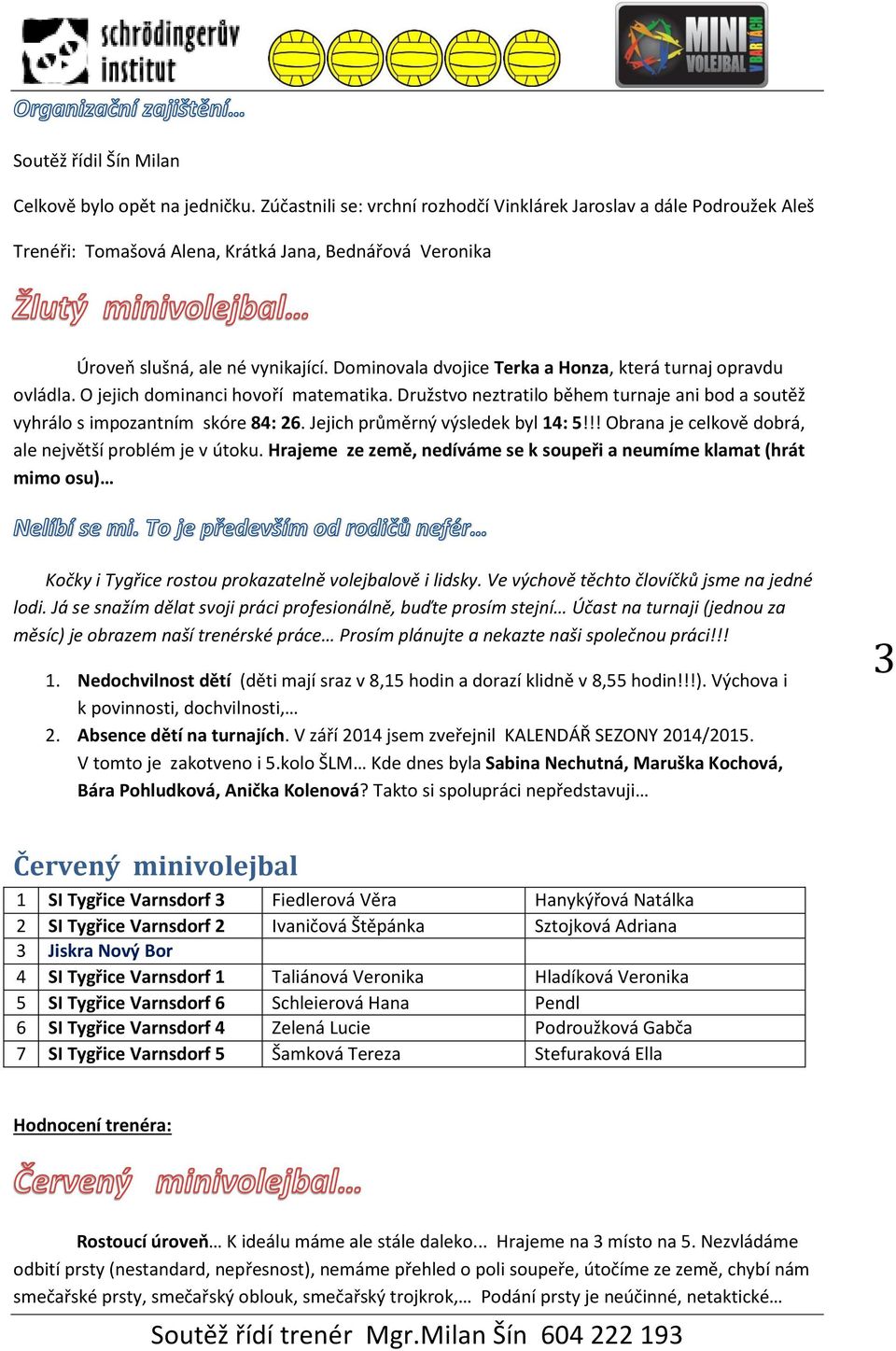 Dominovala dvojice Terka a Honza, která turnaj opravdu ovládla. O jejich dominanci hovoří matematika. Družstvo neztratilo během turnaje ani bod a soutěž vyhrálo s impozantním skóre 84: 26.