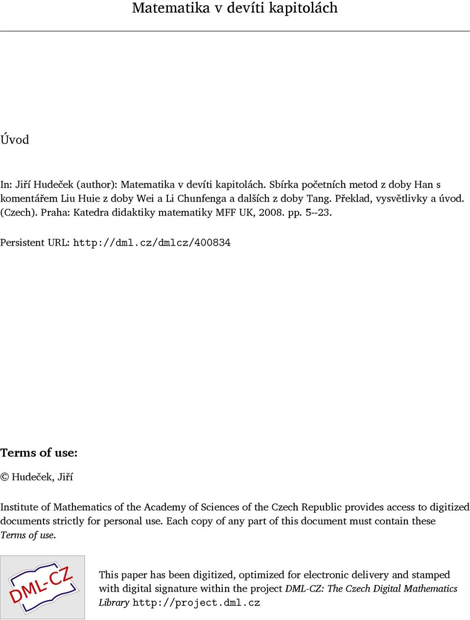 pp. 5--23. Persistent URL: http://dml.