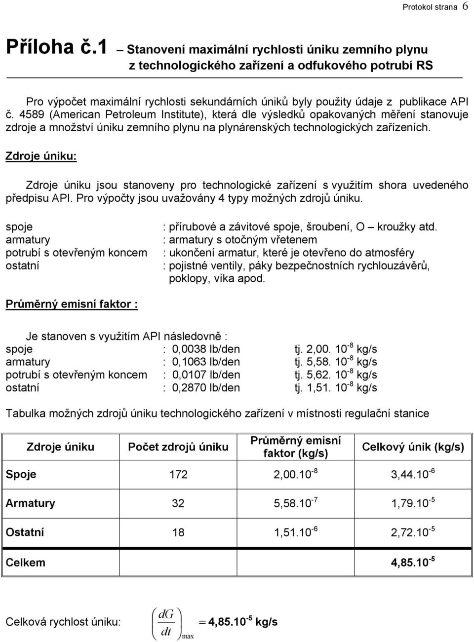 4589 (American Petroleum Institute), která dle výsledků opakovaných měření stanovuje zdroje a množství úniku zemního plynu na plynárenských technologických zařízeních.