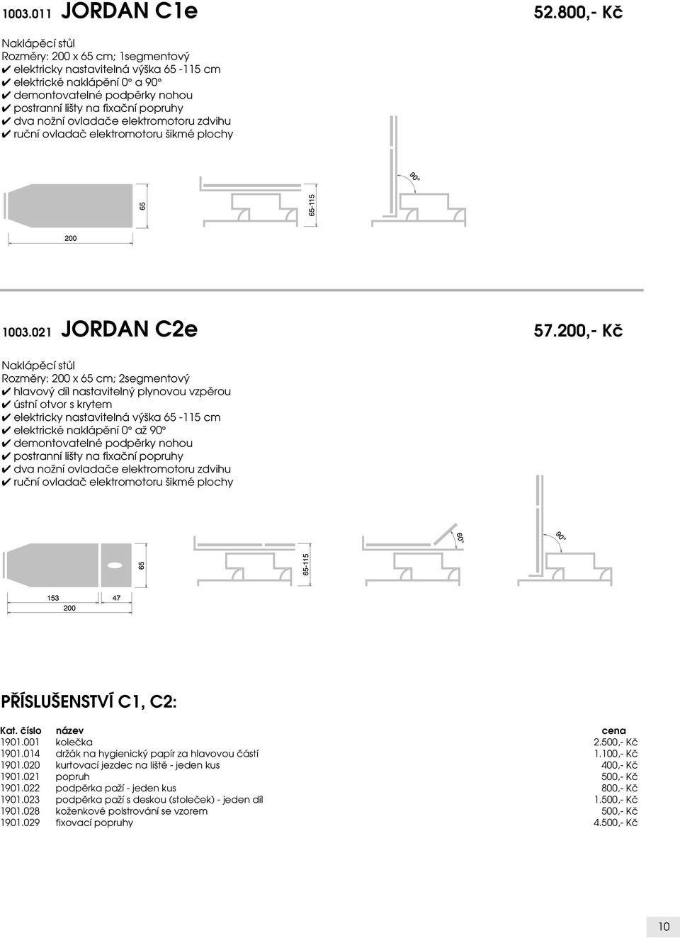 nožní ovladače elektromotoru zdvihu šikmé plochy 1003.021 JORDAN C2e 57.