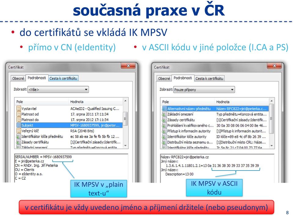 CA a PS) IK MPSV v plain text-u IK MPSV v ASCII kódu v