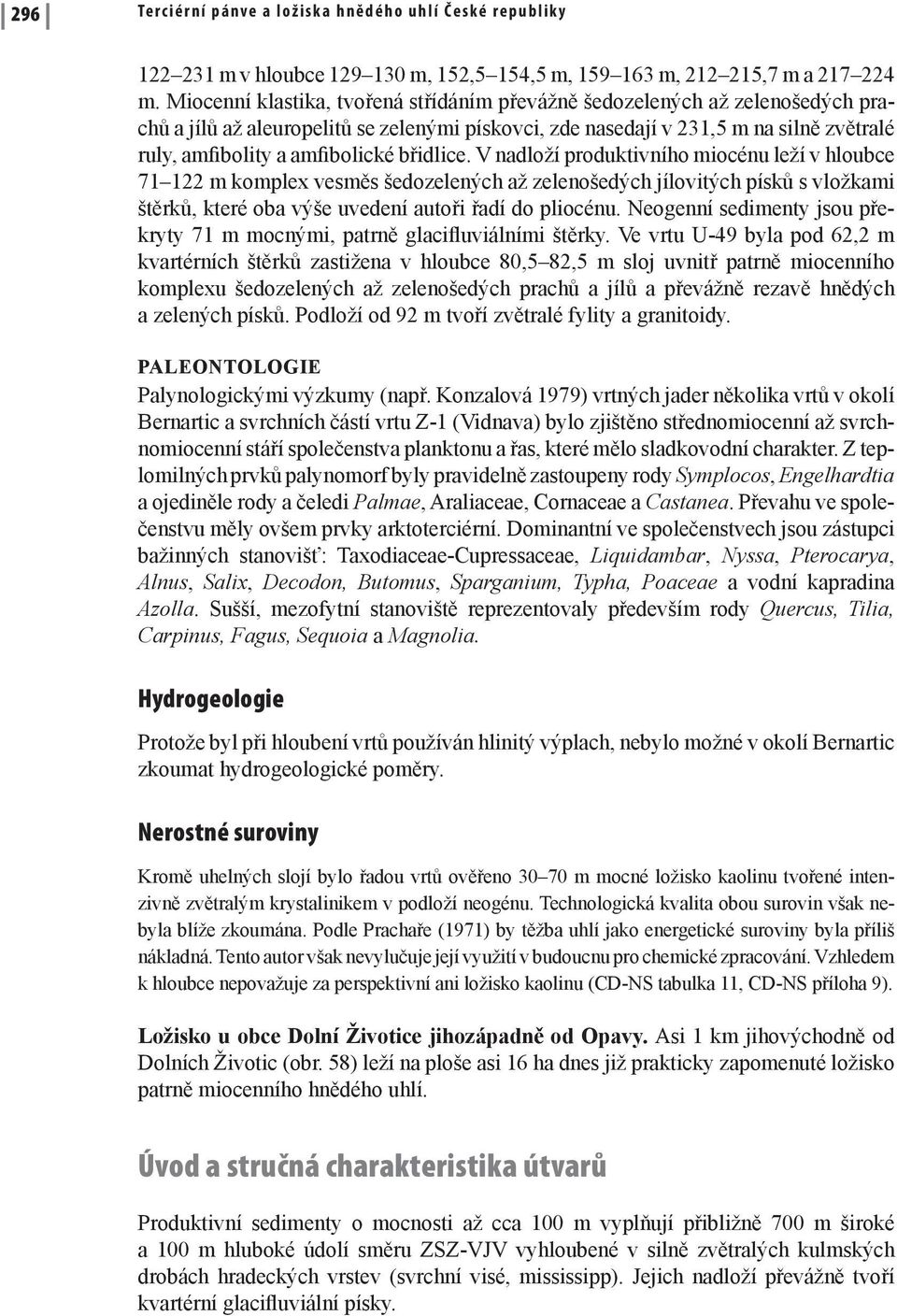 břidlice. V nadloží produktivního miocénu leží v hloubce 71 122 m komplex vesměs šedozelených až zelenošedých jílovitých písků s vložkami štěrků, které oba výše uvedení autoři řadí do pliocénu.