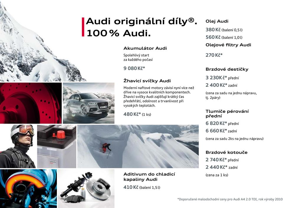 Žhavicí svíčky Audi zajišťují krátký čas předehřátí, odolnost a trvanlivost při vysokých teplotách.
