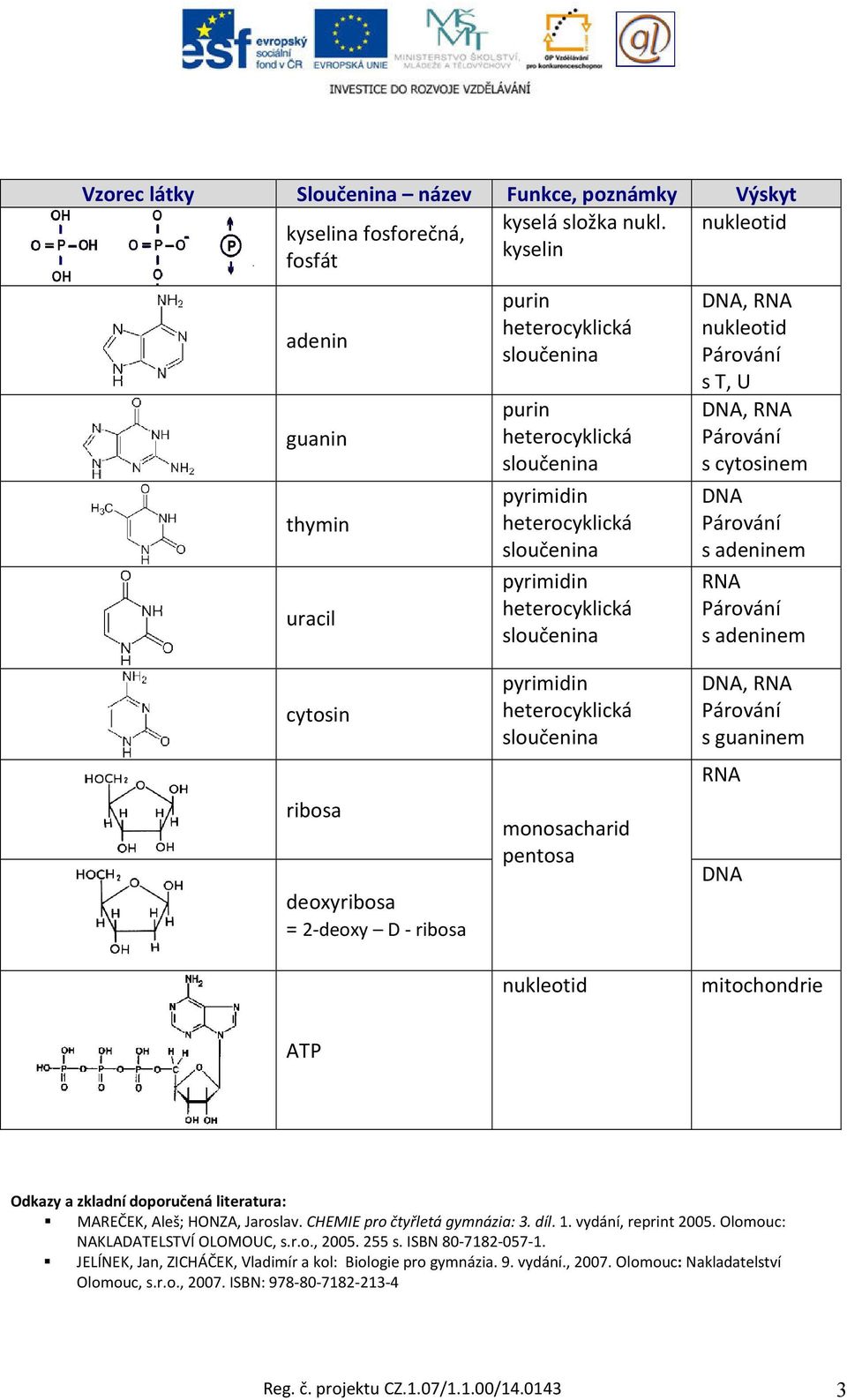 - ribosa monosacharid pentosa nukleotid s guaninem RNA DNA mitochondrie ATP Odkazy a zkladní doporučená literatura: MAREČEK, Aleš; HONZA, Jaroslav. CHEMIE pro čtyřletá gymnázia: 3.