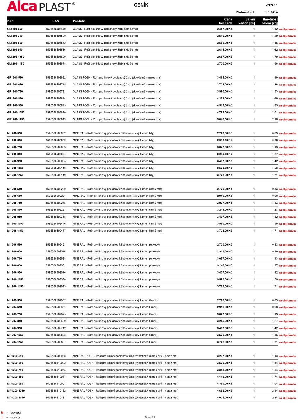 (sklo černé) 2 615,00 Kč 1 1,62 na objednávku GL1204-1050 8595580508609 GLASS - Rošt pro liniový podlahový žlab (sklo černé) 2 667,00 Kč 1 1,79 na objednávku GL1204-1150 8595580508678 GLASS - Rošt