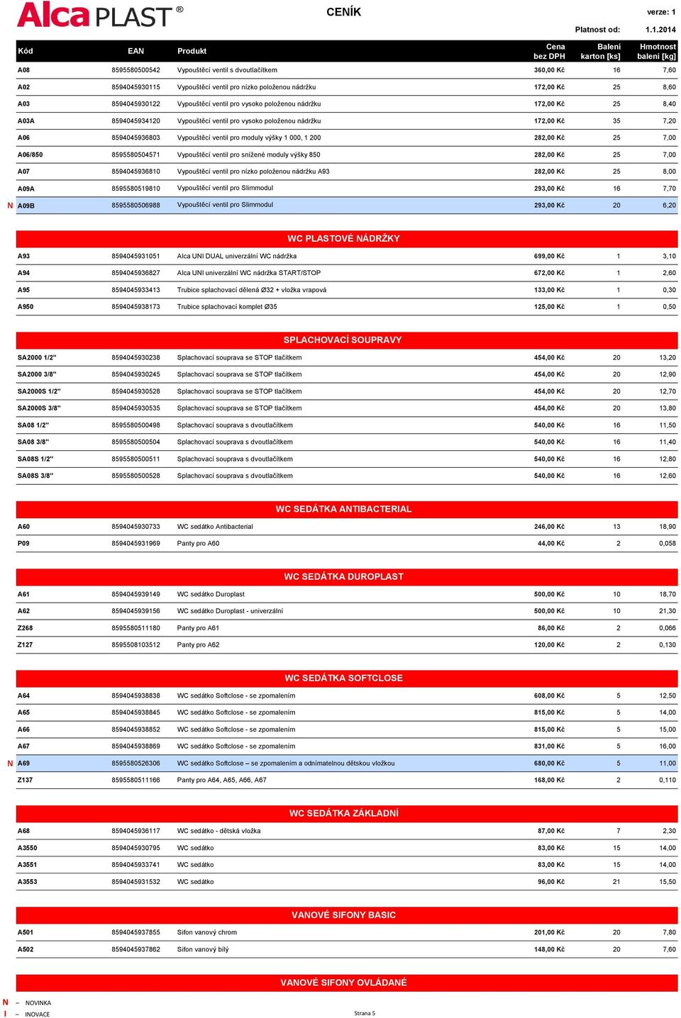 7,00 A06/850 8595580504571 Vypouštěcí ventil pro snížené moduly výšky 850 282,00 Kč 25 7,00 A07 8594045936810 Vypouštěcí ventil pro nízko položenou nádržku A93 282,00 Kč 25 8,00 A09A 8595580519810