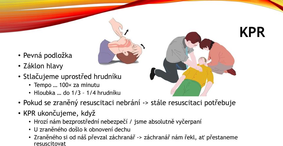 ukončujeme, když Hrozí nám bezprostřední nebezpečí / jsme absolutně vyčerpaní U zraněného došlo