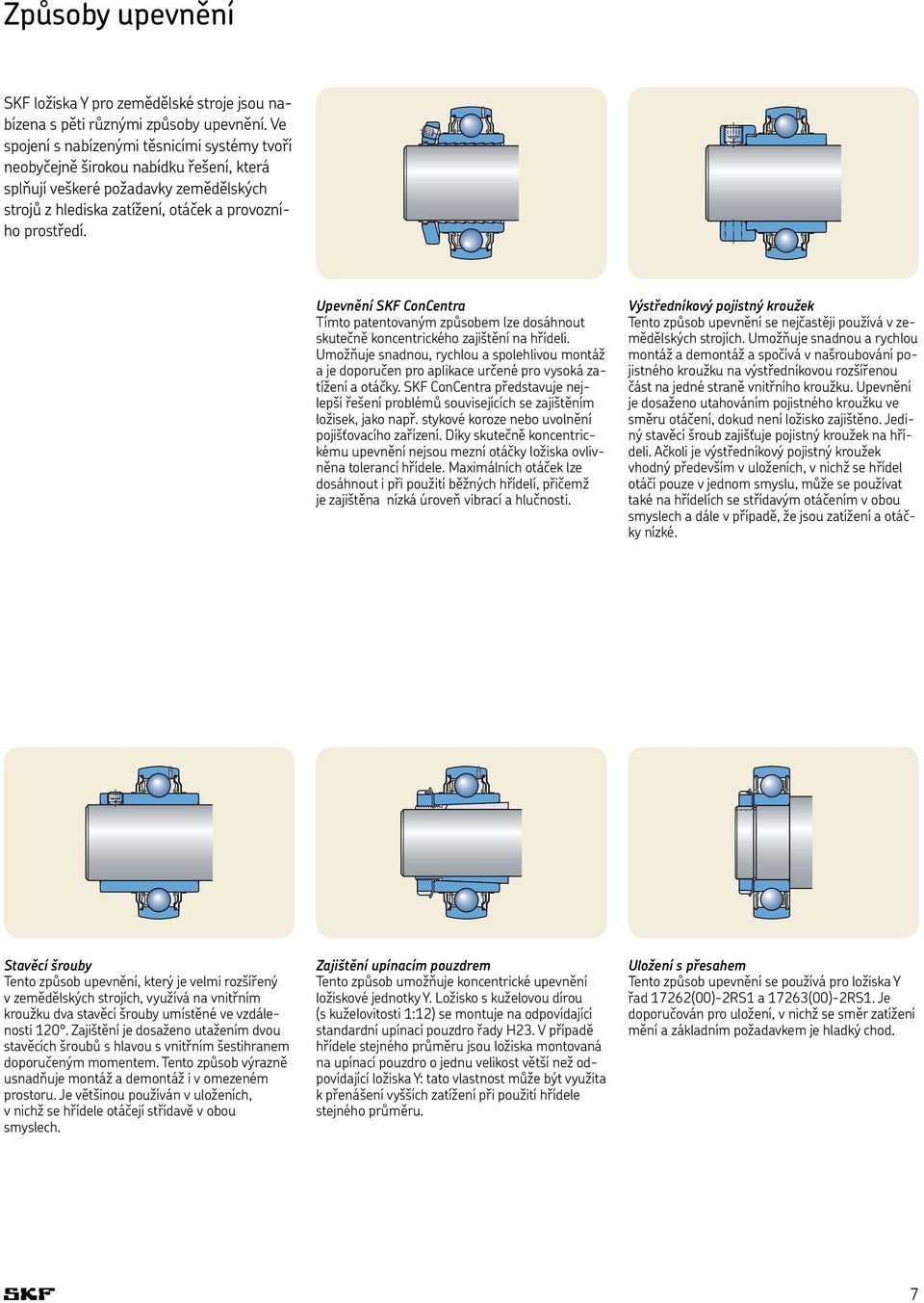 Upevnění SKF ConCentra Tímto patentovaným způsobem lze dosáhnout skutečně koncentrického zajištění na hřídeli.