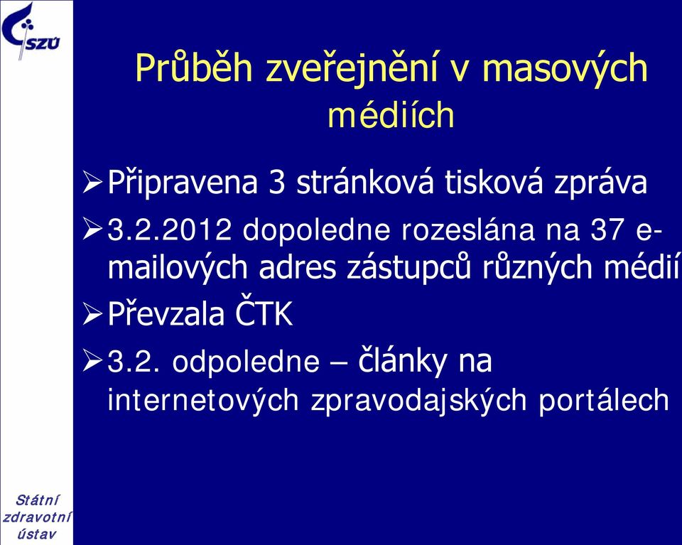 2012 dopoledne rozeslána na 37 e- mailových adres