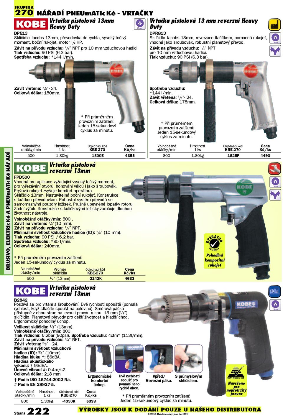 Vrtačka pistolová 13 mm reverzní Heavy Duty DPR813 Sklíčidlo Jacobs 13mm, reverzace tlačítkem, pomocná rukojeť, vhodná jako šroubovák, robustní planetový převod.