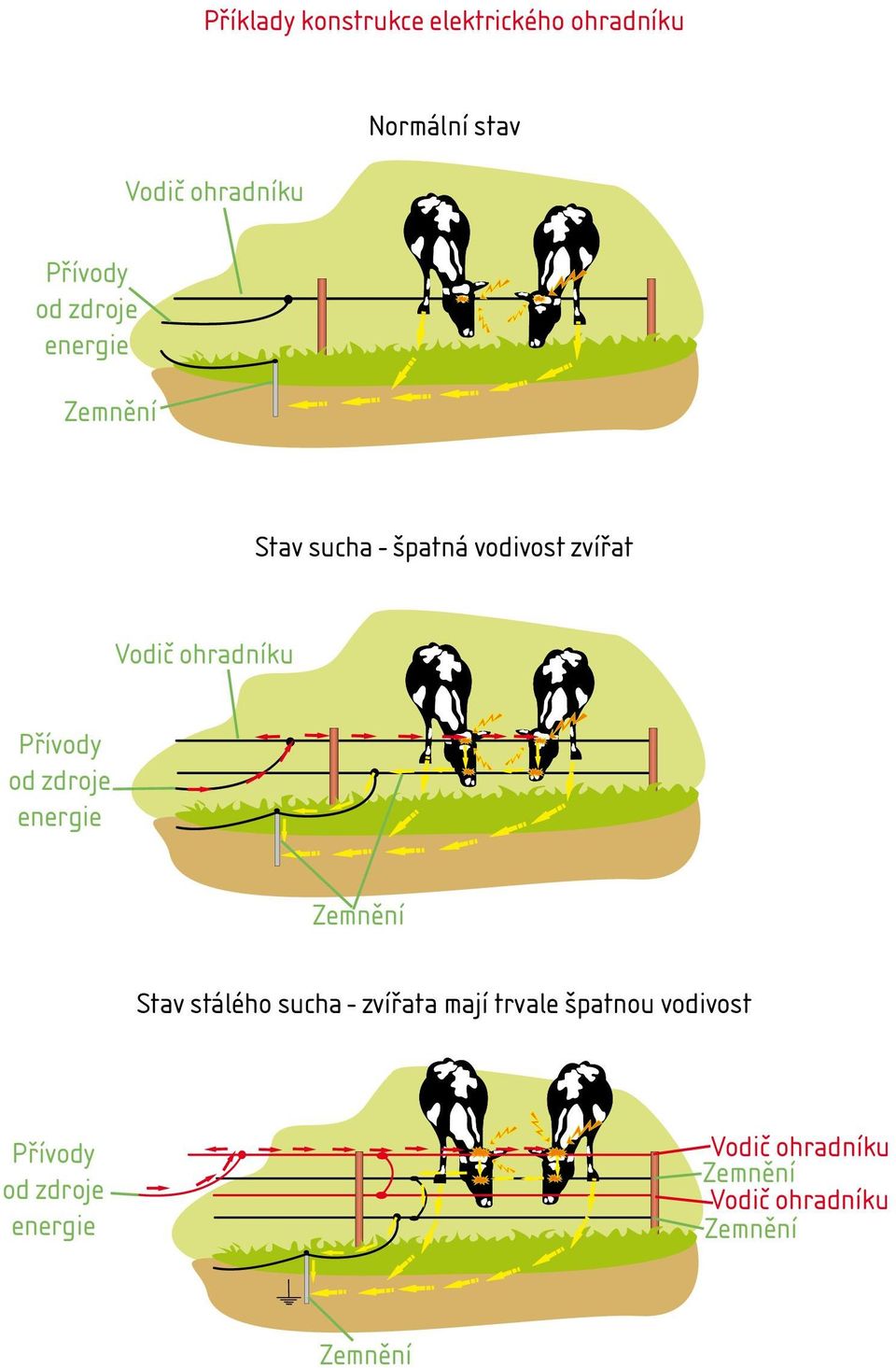 vodivost zvířat Přívody od zdroje energie Stav stálého