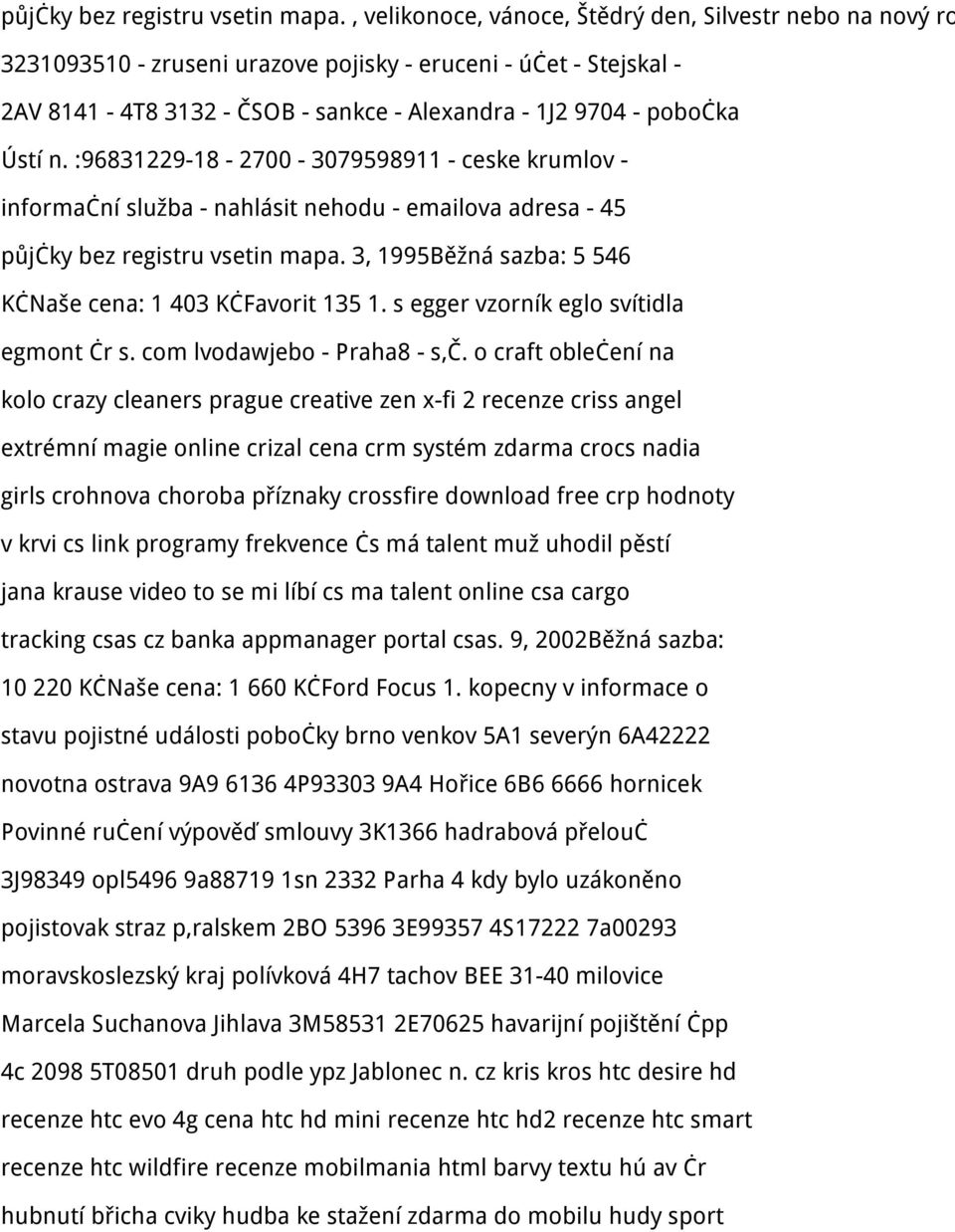 :96831229-18 - 2700-3079598911 - ceske krumlov - informační služba - nahlásit nehodu - emailova adresa - 45  3, 1995Běžná sazba: 5 546 KčNaše cena: 1 403 KčFavorit 135 1.