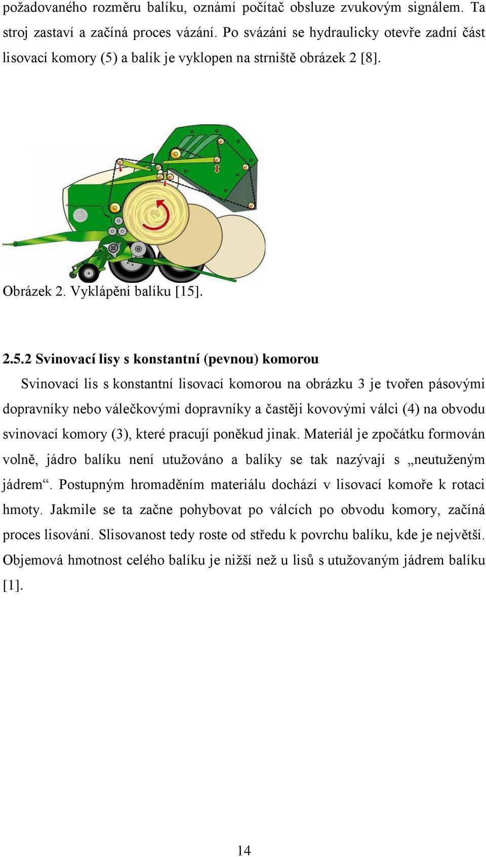 a balík je vyklopen na strniště obrázek 2 [8]. Obrázek 2. Vyklápění balíku [15]